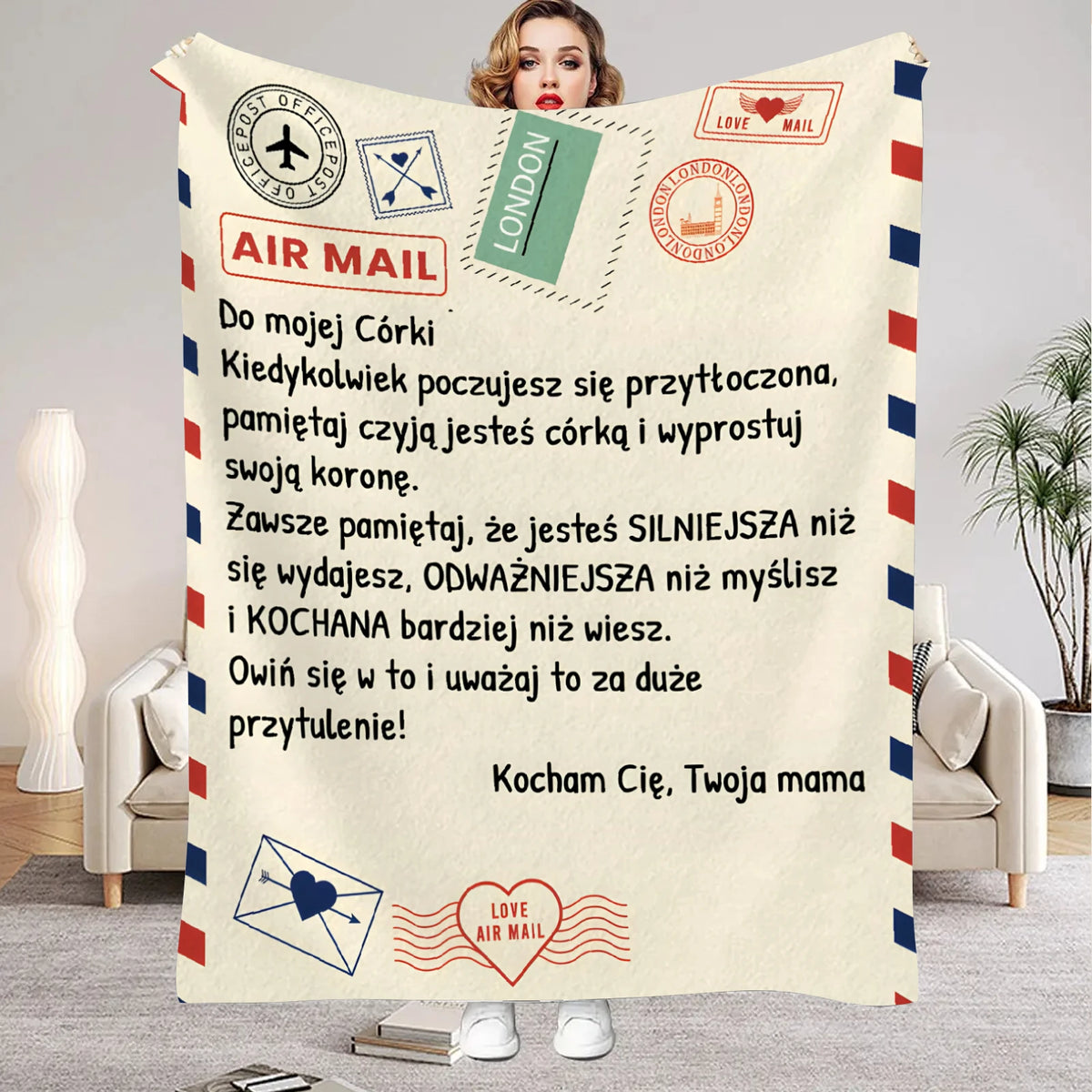 Personalized Mother's Letter Flannel Throw Blanket