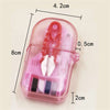 A pink portable sewing kit containing thread, needles, and various tools.