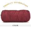 A tightly wound skein of thick, reddish-maroon polyester blended yarn for crafting.