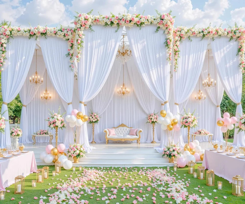 Burgundy Velvet-Look Polyester Backdrop Curtain