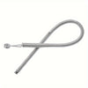 A silver adjustable spring drawstring threader clip with a long wire and a small hook.