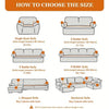 Diagram showing how to choose the correct size for a sofa, illustrating single-seat to sectional options.