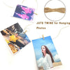 Mini wooden clothespins with jute twine used for hanging photos and crafts