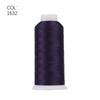 A roll of dark purple polyester embroidery thread with a white core.