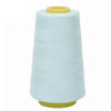 A white spool of premium sewing thread with a yellow core.