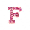 Pink rhinestone letter F patch for DIY craft project