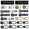 A collection of metal waistbands and extenders in various finishes and sizes.