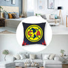 A decorative pillow case featuring the flag of California with a football club design.