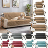 A collection of reversible sofa slipcovers in various colors and fabrics shown in different styles.