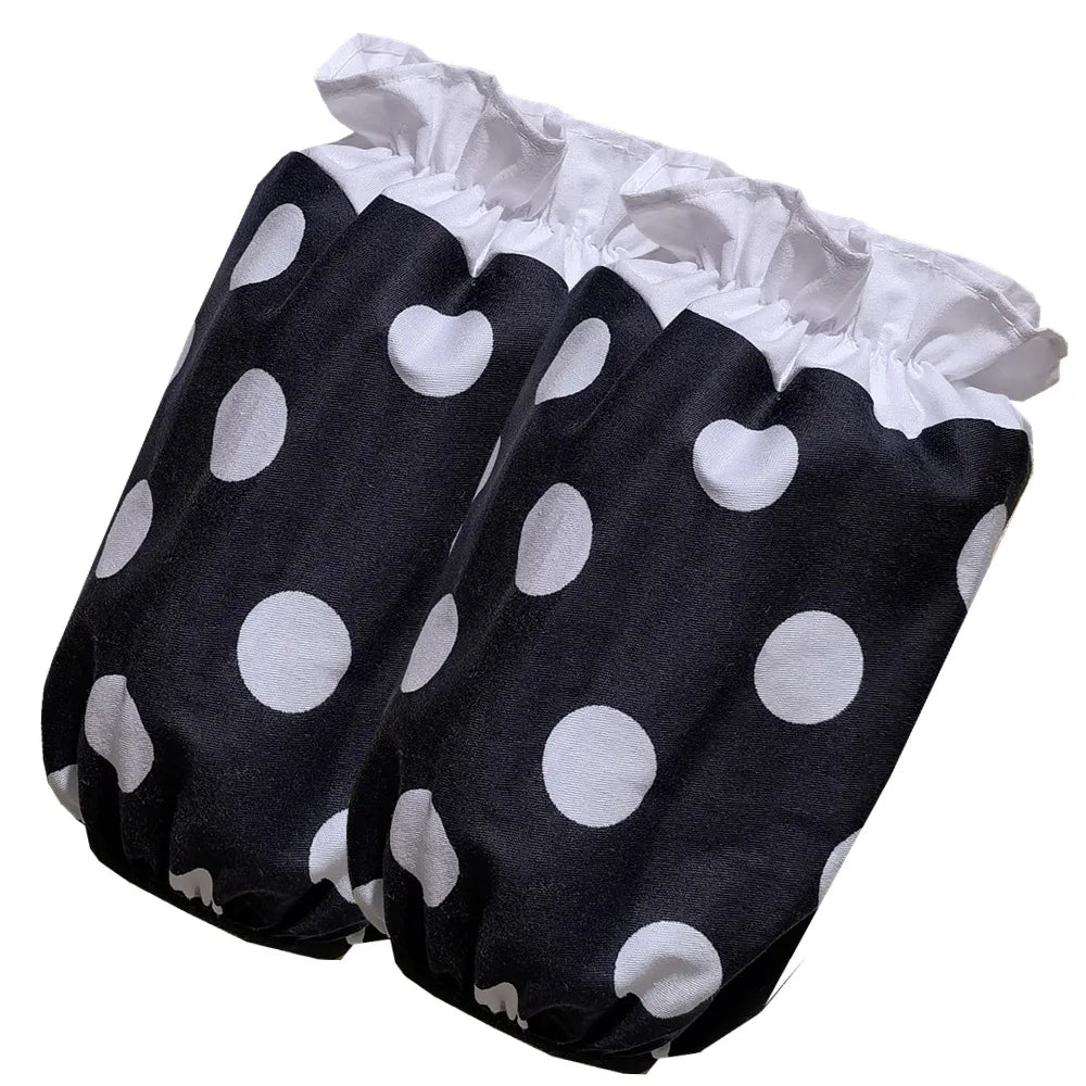 Black and white polka dot ruffle apron with pockets