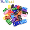 A collection of colorful adjustable plastic paracord buckle bracelets in various shades and styles.