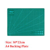 A green A4 backing plate for a precision rotary cutting kit with six blades.