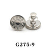 Silver adjustable button pin with a round top and a circular base.
