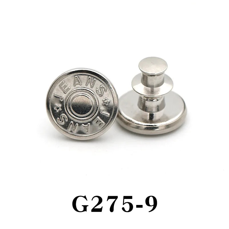 Silver adjustable button pin with a round top and a circular base.