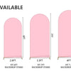 Multiple sizes of pink elegant party arch backdrop covers available in various feet.