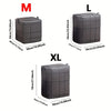 Three sizes of black fabric storage bags labeled M, L, and XL showing dimensions.