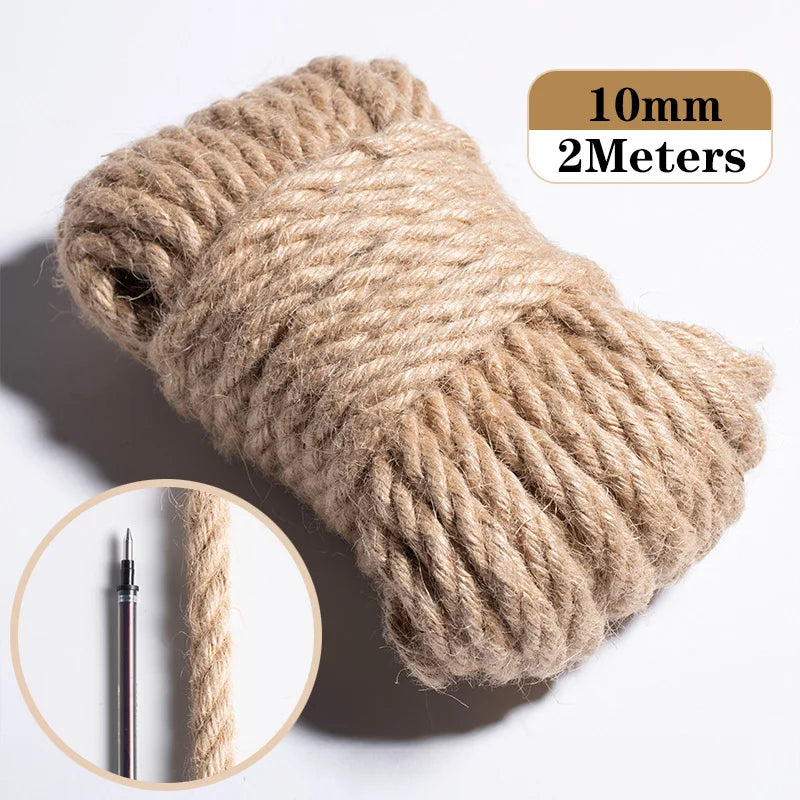 A roll of 10mm jute twine measuring 2 meters, showing the natural beige fiber texture.