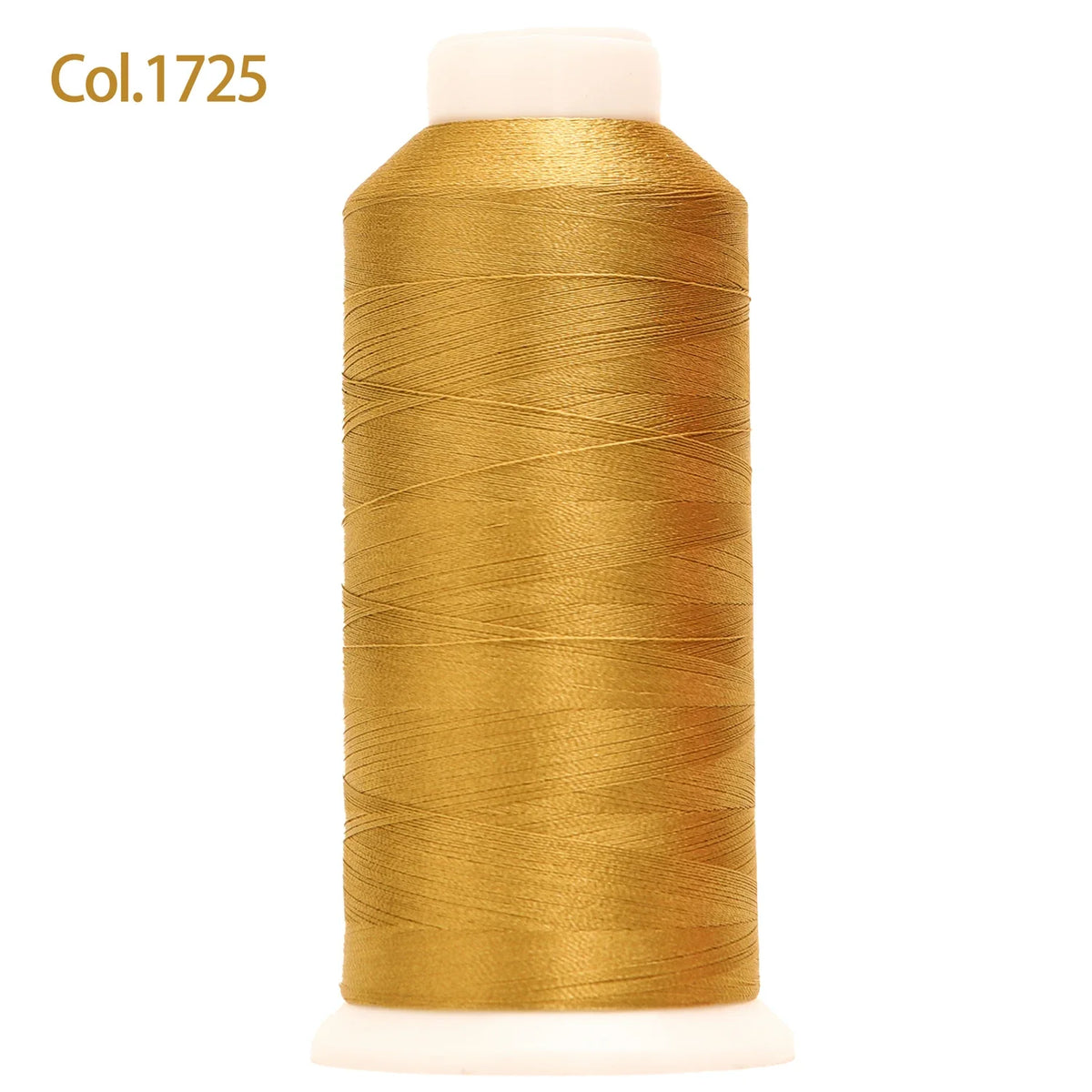 Spool of gold colored embroidery thread labeled Col.1725