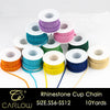 Rolls of multi-color glass rhinestone cup chains in various shades and colors for DIY decoration