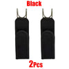 A pair of black adjustable buckle-free elastic belts.