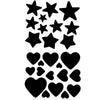 Black star and heart shaped fabric repair patches for down jackets and outerwear