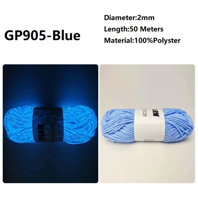 Blue GP905 yarn, 2mm diameter and 50 meters long, made of 100% polyester fiber.