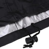 Black heavy duty round grill cover with silver lining and black drawstring