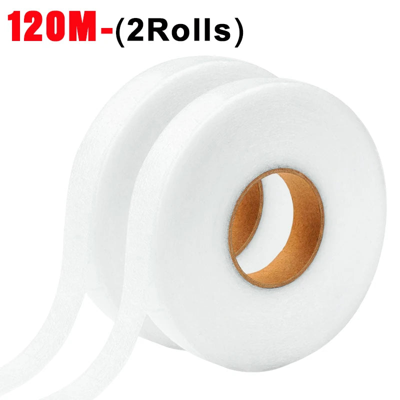 Two rolls of 120M double-sided heat-resistant interlining tape for DIY sewing
