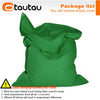 A green outdoor bean bag cover is shown, emphasizing that it is an empty cover with no filler.