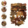 A collection of rustic maple leaf designs in various shades of brown and gold used for table runners or decorative accents.