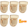 A set of five gold-toned metal bag lock clasps for handbags and totes.