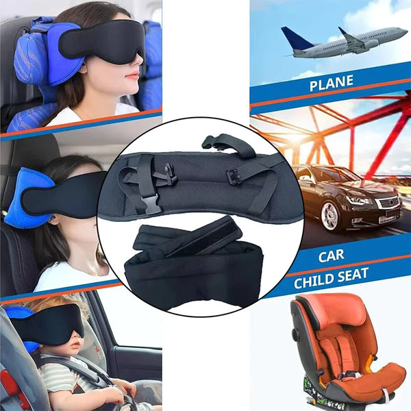 A set of 3 travel neck pillows and an eye mask for airplane, car, and general use.