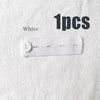 One white adjustable elastic waist extender belt shown on a white fabric background.
