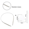 Stainless steel circular knitting needles set with a 4.4mm diameter and a 7cm length.