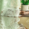 Light green French country lace curtain with beaded phoenix tail design