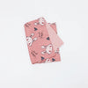 Pink soft cotton baby pillow cover with white rabbit embroidery