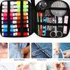 A beginner sewing kit showing various tools like seam ripper, safety pins, tape measure, and scissors.