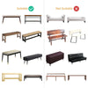 Various bench and sofa slipcovers shown suitable and not suitable examples for comparison