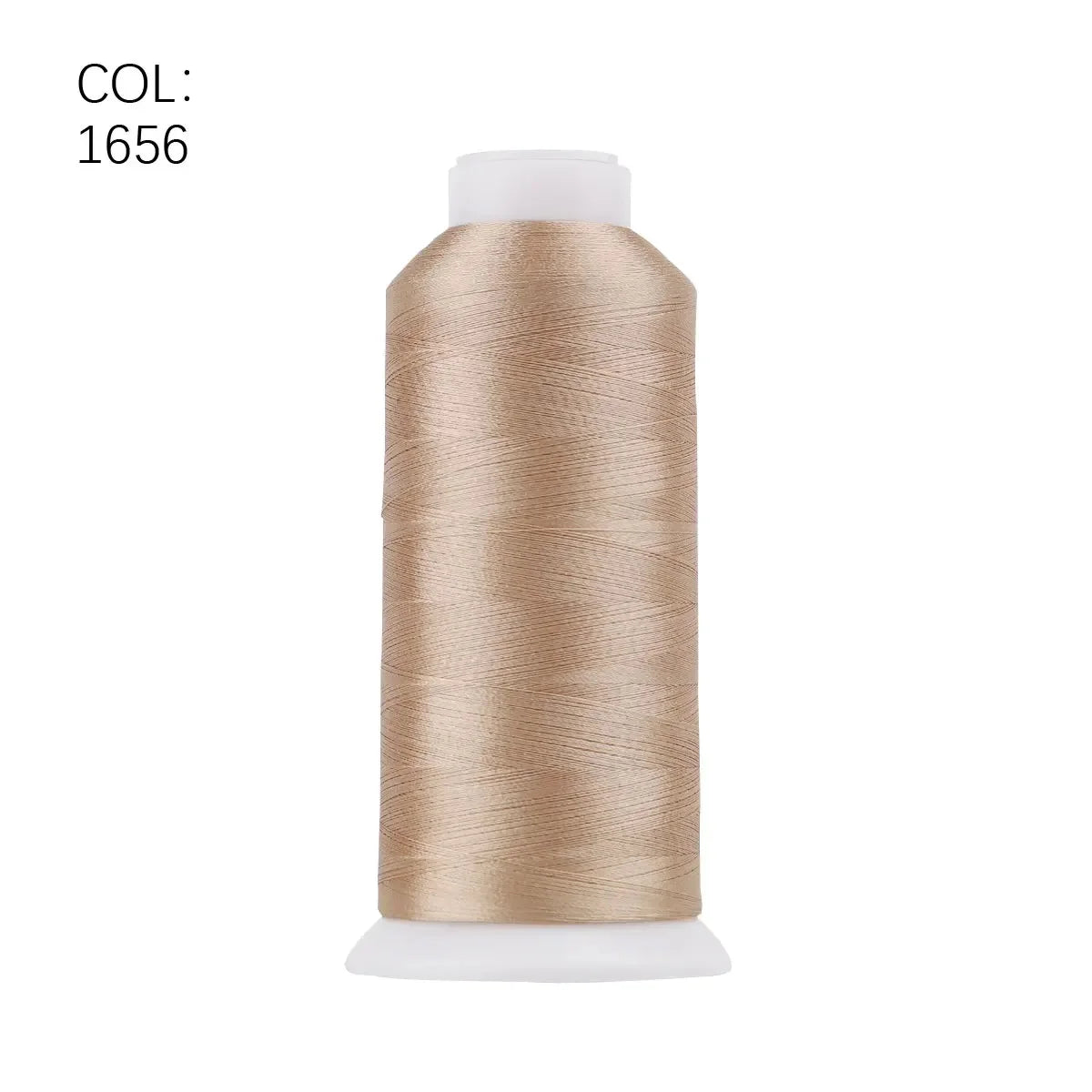 A roll of gold-colored polyester embroidery thread with a white core.