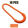 Ten orange U-shaped zipper pull straps.
