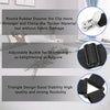 Close-up view of black adjustable bed sheet grippers and clips demonstrating their design features.