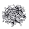 A pile of gray satin ribbon bows for craft and decoration.
