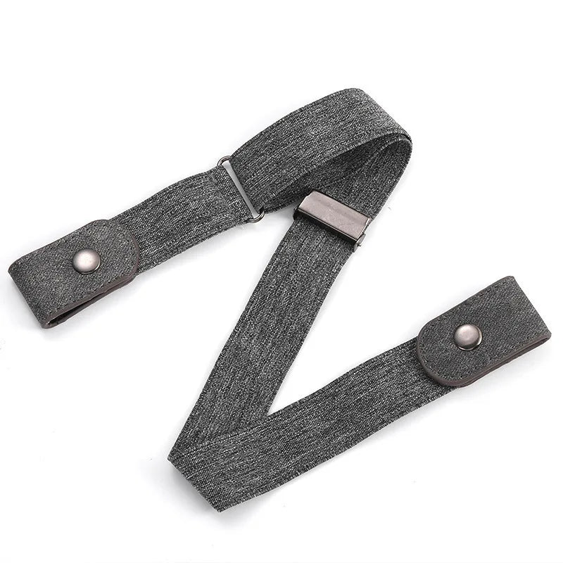 A dark gray invisible elastic waist belt for high-stretch clothing.