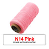 Pink N14 waxed thread on a spool, showing the thread itself.