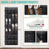Over-the-door shoe organizer with large and deep pockets for storing shoes.