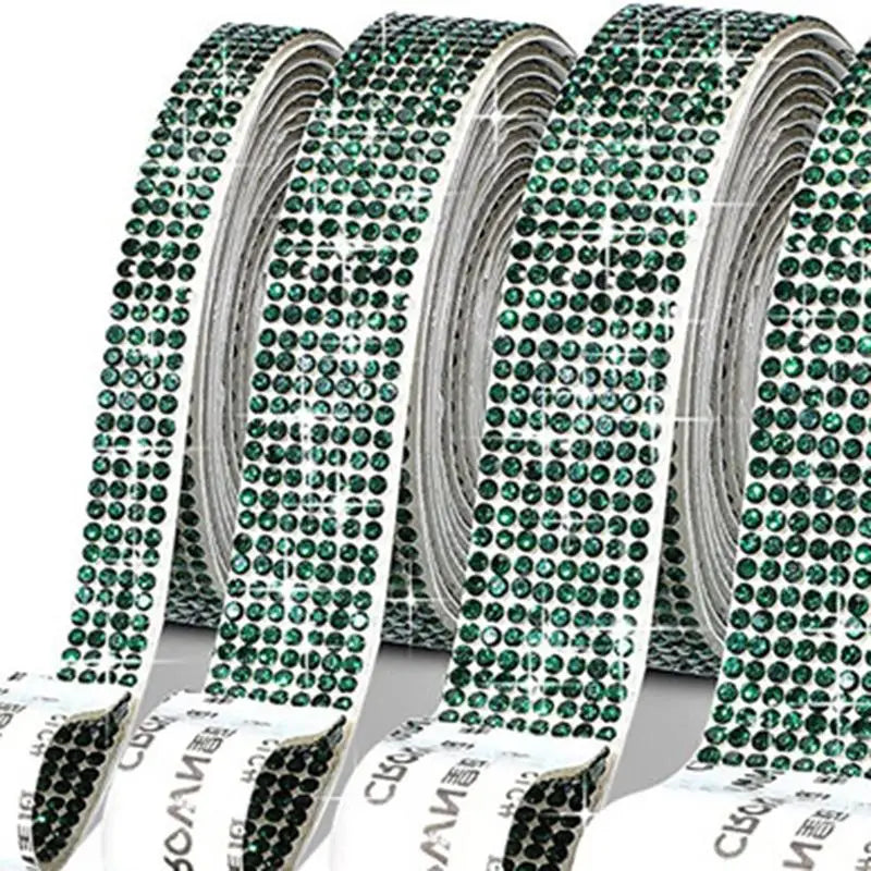 Rolls of crystal rhinestone sticker ribbon with diamond trim for crafts and decor