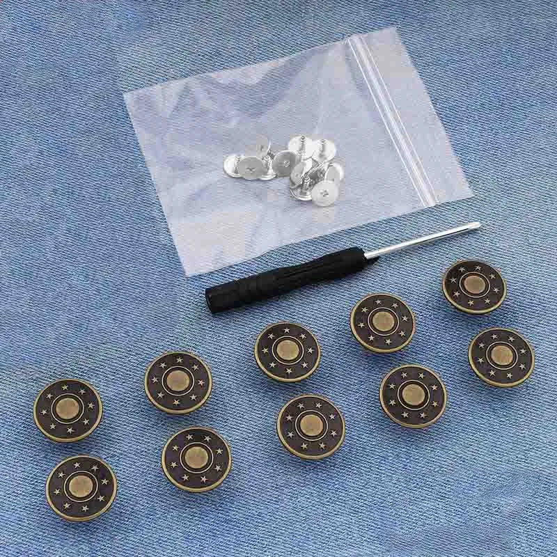 A set of durable metal button pins is displayed on a translucent plastic sheet.