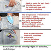 Instructions for pasting embroidered cartoon patches onto clothing using glue stick and an electric iron.