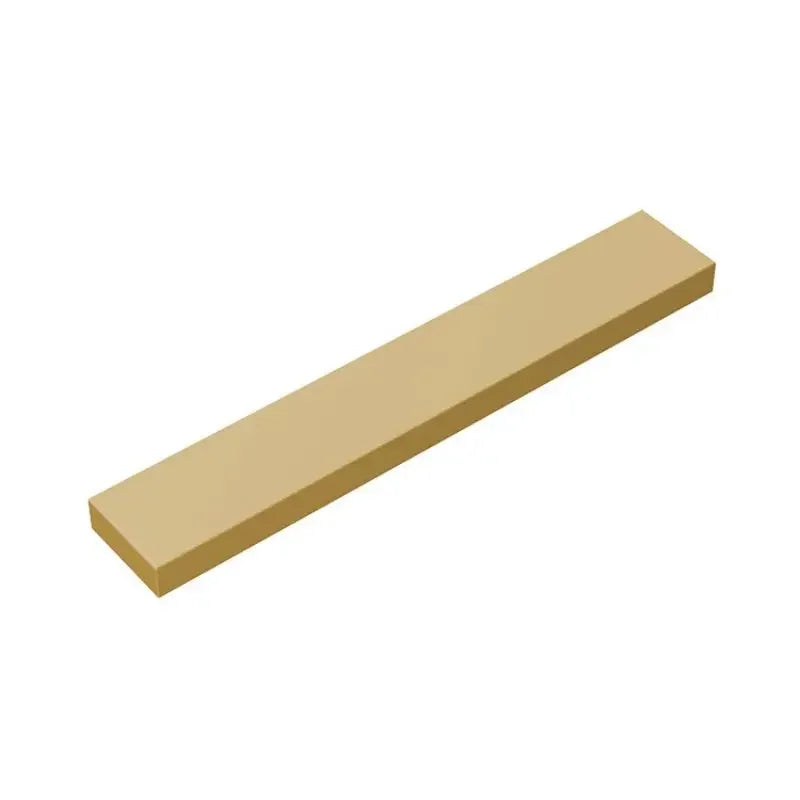 A rectangular, light tan puzzle building block is shown in a top-down view.