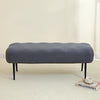 A gray elastic jacquard bench cover designed for piano, dining, or entryway seats.